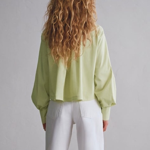Zara apple green poplin shirt with pockets - Picture 2 of 5